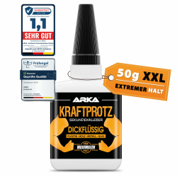 50 g Sekundenkleber extra stark - Inkl. Anti-Austrocknungs-Spitze - KRAFTPROTZ - Dickflüssiger Superkleber - Universell verwendbar zum Kleben von Plastik, Kunststoff, Glas, Holz, Stein, Metall uvm. Angebot bei HelloDeals