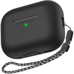 AHASTYLE Silikon Hülle für AirPods Pro 2 Case und Schutzhülle für AirPods Pro 2 [Unterstützung USB-C] [Front-LED Sichtbar] Kompatibel mit Airpods Pro 2. Generation (Mit Handschlaufe, Schwarz) Schwarz, Mit Handschlaufe Angebot bei HelloDeals