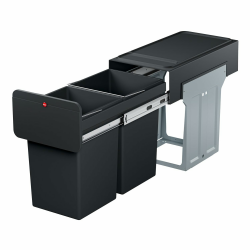 Hailo EcoLine Design Duo L Einbau-Mülltrennungs-System - Duo-Mülleimer mit Vollauszug - Stahlblech - schwarz - 25,6 x 41,8 x 48,6 cm - 2 x 14 l Angebot bei HelloDeals