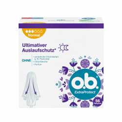 o.b. ExtraProtect Normal (56 Stück), Tampons für mittlere/stärkere Tage, Dynamic Fit Technologie & extra Schutzflügel für bis zu 100% Auslaufschutz während der Periode parfümfrei 56 Stück Angebot bei HelloDeals