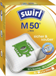 Swirl M 50 EcoPor Staubsaugerbeutel (4 Beutel), reißfeste Staubbeutel für alle Miele Staubsauger mit Beutel, 99,9 % Filterung von Hausstaub & allergenem Feinstaub Angebot bei HelloDeals
