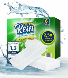 Schmutzradierer 6 Stück - NEU: Radierschwamm mit 2,5X höherer Haltbarkeit | extra langlebiger Schmutzradierer Schwamm| Magic Eraser entfernt Schmutz an Wänden, auf Schuhen, in der Küche und Bad Angebot bei HelloDeals