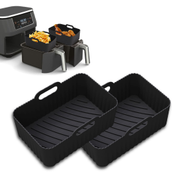 2Pcs Airfryer Zubehör für Ninja Foodi Max Dual Zone AF400EU AF300EU 9.5L, Silikonform Zubehör für Double Stack XL SL400EU Heißluftfritteuse, Airfryer Silikonform Silikoneinsatz Air Fryer Accessories 2 X Schwarz Angebot bei HelloDeals