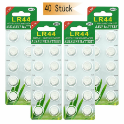 GutAlkaLi 40 Stück AG13 LR44 1.5V Alkaline Knopfzelle Batterien Ohne Quecksilber (357/357A/L1154/A76/GPA76) LR44-40 Stück Angebot bei HelloDeals