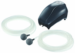Pontec PondoAir Set 200 - Luftpumpen-Set zur Sauerstoffversorgung von Flora und Fauna / Teichbelüfter für den Einsatz an Teichen bis 2.000 l, Schwarz 200 l/h Angebot bei HelloDeals