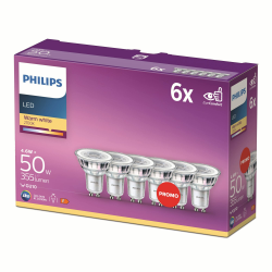 PHILIPS LED Classic GU10 Lampen 6-er Pack (50 W), Reflektor LED Spots mit warmweißem Licht, energiesparende Lampen mit langer Nutzlebensdauer 6 Stück (1er Pack) 50W Warmweiß Angebot bei HelloDeals