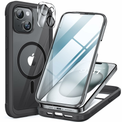 Miracase 360 Grad für iPhone 15 Hülle mit Magsafe, Eingebaut Glas Schutzfolie, Komplettschutz HandyHülle Magnetisch Stoßfest Case für iPhone 15 Schutzhüllen 6,1 Zoll, Schwarz iPhone 15 6.1" Mag Schwarz Angebot bei HelloDeals