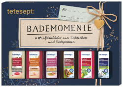 tetesept Bäder Geschenkset Bademomente – Badezusatz Probierset mit Geschenkanhänger - das ideale Präsent für jeden Anlass – 1 x Badeset (6 x 20 ml) Angebot bei HelloDeals