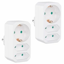 benon 2er Set Mehrfachstecker Weiß - Steckdosen-Adapter mit Kindersicherung - Doppelstecker 3680W - Multistecker 3Fach - Mehrfachsteckdose 2 Euro und 1 Schuko - Stecker mit Schutzkontakt Steckdose Angebot bei HelloDeals