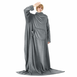 BEDSURE Decke mit Ärmeln als Geschenke für Frauen - Kuscheldecke mit Ärmeln Grau Erwachsene Ärmeldecke, Flauschige Ganzkörperdecke zum anziehen, Tragbare Decke warm Wearable Blanket als TV Decke Einheitsgröße Grau Angebot bei HelloDeals
