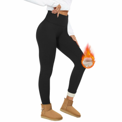 HIPOWER Thermo Leggings Gefüttert Damen Winter Verdickte Thermoleggins Warm Plüsch Fleece Leggins High Waist Blickdicht Thermostrumpfhose für Outdoor Freizeit M Schwarz Angebot bei HelloDeals