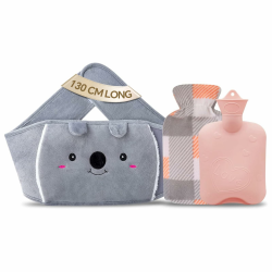 Wärmflasche Wärmflaschengürtel 130cm Extra Langer Koala Wärmflasche aus Gummi mit weichem Taillen-Bezug, Wärmflasche für Nacken und Schulter, Rücken, Beine, Taillenwärmung Pink-heart Angebot bei HelloDeals