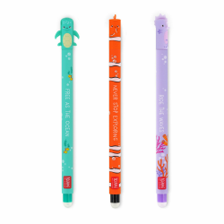 LEGAMI - 3er Set Gel Radierstifte, Unter dem Meer, Stifte mit radierbarer Tinte, Türkis, Schwarz, Lila, Radierstift Marine, radierbar ohne Blatt zu verbrauchen, 0,7 mm Spitze UNDER THE SEA Angebot bei HelloDeals