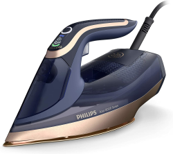 Philips Azur 8000 Serie Dampfbügeleisen - 85 g/min Dauerdampf, 260 g Turbo-Dampfstoß, 3000 W, OptimalTEMP Technologie, SteamGlide Elite-Bügelsohle, Dunkelblau (DST8050/20) 260 g Dampfstoß 85 g kontinuierlicher Dampf Dunkelblau/Gold Angebot bei HelloDeals