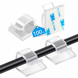Abnii 100 Stück Kabelhalter Selbstklebend, Kabelclips Schreibtisch für Kabelklemmen Kabelbefestigung Kabelführung Organizer Haken Draht Halter für Kabelmanagement Lichterkette, Groß 3M Kleber Groß-100stück Transparent Angebot bei HelloDeals