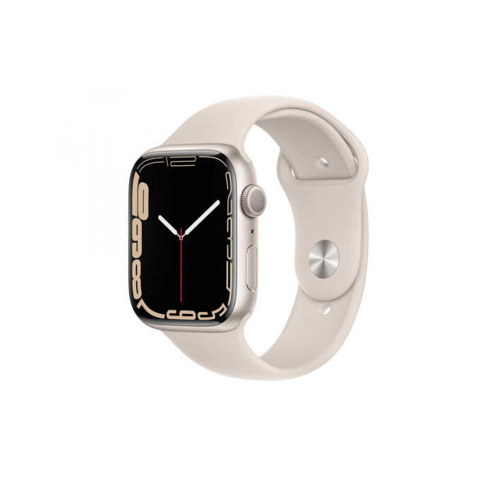 Apple Watch Series 7 GPS 45 mm Aluminiumgehäuse Polarstern Sportarmband (MKN63FD/A)