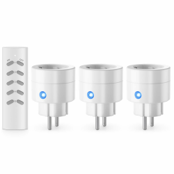 deleyCON 3+1 Indoor Funksteckdosen Set Kompakt - für Innenbereich Haus Wohnung Büro Arbeitszimmer Berührungsschutz 4-Kanal Fernbedienung schaltbare Steckdosen Indoor: 3x Funksteckdose + 1x Fernbedienung Angebot bei HelloDeals