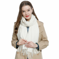 DonDon Schal Damen Winter Wollschal Winterschal warm weich 185 x 65 cm Creme-weiß Angebot bei HelloDeals