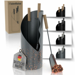 Heimfleiss® Kaminbesteck Modern Grau | Ofenbesteck Kaminbesteck Set | Hochwertiges Kaminset aus Schürhaken & Kehrset | Kaminzubehör mit Holzgriff | Kaminofen Besteck Anthrazit | Kamingarnitur für Ofen Grau mit Holzgriffen Angebot bei HelloDeals