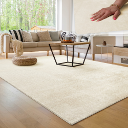 Paco Home Waschbarer Teppich Wohnzimmer Schlafzimmer Kurzflor rutschfest Flauschig Weich Moderne Einfarbige Muster, Grösse:160x220 cm, Farbe:Creme 3 160 x 220 cm (Rechteckig) Creme Angebot bei HelloDeals
