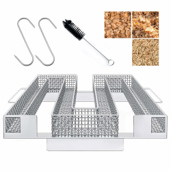 DIAOCARE Kaltrauchgenerator, Kaltrauch Kaltraucherzeuger Edelstahl für Räucherofen Cold Smoke Generator mit Bürste + Haken, Food Smoker für Kugelgrill BBQ (22,5x21x4cm) Angebot bei HelloDeals