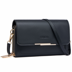Roulens Klein Handy Umhängetasche,Damen Kleine Umhängetasche,PU Leder Crossbody Schultertasche Reisepass Handytasche mit Kartenschlitz Verstellbar Abnehmbar Schultergurt A-schwarz Angebot bei HelloDeals