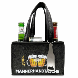 Longfair Witzige Männerhandtasche mit Flaschenöffner | Tragetasche aus Hochwertigem Filz für 6 Bierflaschen | Bier Herrenhandtasche in Grau Angebot bei HelloDeals