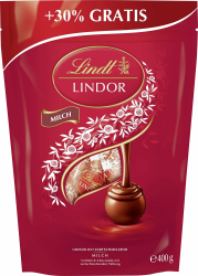 Lindt Schokolade LINDOR Kugeln Milch | 400 g | Ca. 30 Kugeln Vollmilchschokolade mit zartschmelzender Füllung | Pralinen-Geschenk | Schokoladen-Geschenk Milch 400 g (1er Pack) Angebot bei HelloDeals