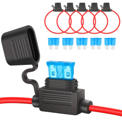 JatilEr Sicherungshalter Kfz 16AWG 5 Stück, Kfz Auto Sicherungshalter Kupferkabel, Kfz Sicherungshalter mit 15A Kfz Sicherungen für Auto/Lkw/Motorrad/Boot Angebot bei HelloDeals