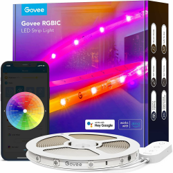 Govee RGBIC Pro 5m, Smart LED Strip Funktioniert mit Alexa und Google Assistant, Beschichtes Lichtband Lichterkette LED Leiste Sync mit Musik, App-Steuerung, Farbwechsel, Geeignet für Zuhause Angebot bei HelloDeals