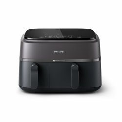 Philips Dual Basket Airfryer 3000-Serie, 9L, 2 Schubladen, Synch-Funktion, Rapid Air Technologie, Vielseitige Große Heißluftfriteuse, 90% Weniger Fett und Energiesparend, HomeID-App (NA350/00) Angebot bei HelloDeals