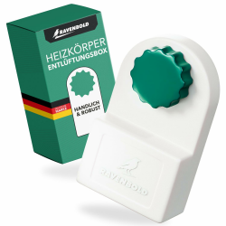 RAVENBOLD Heizungsentlüfter mit Auffangbehälter - OHNE TROPFEN - integrierter 5x5mm Vierkant Entlüftungsschlüssel für Heizkörper - kinderleicht Heizung entlüften - Heizungsentlüftungsschlüssel Angebot bei HelloDeals