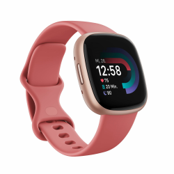 Google Fitbit Versa 4 – Smartwatch Damen / Herren – Fitness-Tracker mit integriertem GPS und Telefonfunktion, 6 Tage Akkulaufzeit, 40+ Trainingsmodi – Fitnessuhr kompatibel mit Android / iOS Sandrosa / Aluminium in Kupferrosé Angebot bei HelloDeals