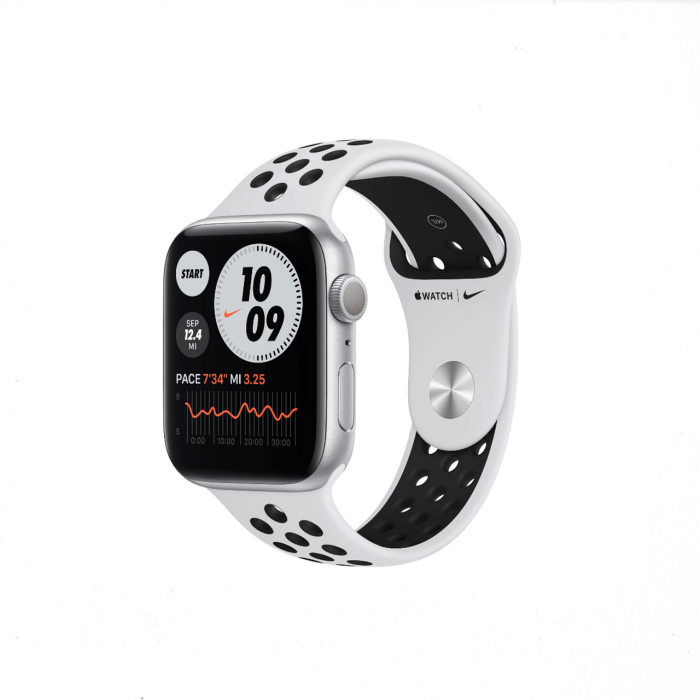 Apple Watch Nike Series 6 44 mm, Alu. silber, Sportarmband platinum/schwarz