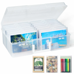 Lifewit Foto Aufbewahrungsbox, 10x15cm, Foto Box, 14 innere Fotofächer, transparente Foto Aufbewahrung, Puzzle Aufbewahrungsbox aus Kunststoff für Saatgut, Karten, Bastelzeug, Aufkleber 14 boxen Transparente Angebot bei HelloDeals