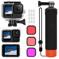 Zubehör Set Kit für GoPro Hero 13 Black, oGoDeal Wasserdicht Schutzhülle Gehäuse+Unterwasser Schwimmender Handgriff+Displayschutz+Rotfilter+Anti-Fog-Einsätze Angebot bei HelloDeals