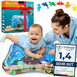 NouBaby® Wassermatte Baby BPA Frei Groß I Babymatte und Spielzeug ab 3, 6 und 9 Monate I Wasserspielmatte Baby, Aqua Matte Baby als Baby Wassermatte, Bauchlage Spielzeug Baby und Baby Matte Wasser Groß 65x50 CM Angebot bei HelloDeals