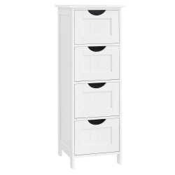 VASAGLE Badezimmerschrank, Badschrank, Beistellschrank mit 4 Schubladen, 30 x 30 x 82 cm, für Badezimmer, Wohnzimmer, Esszimmer, Küche, modern, weiß LHC40W Angebot bei HelloDeals