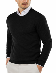 COOFANDY Herren Pullover mit Rundhalsausschnitt Strickpullover Feinstrick Winterpullover Sweater Männer Schwarz XL Angebot bei HelloDeals