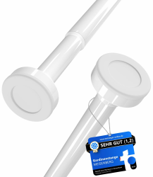 MEISENBERG Gardinenstange zum Klemmen 90-160cm - Duschstange ohne Bohren - Vorhangstange - Weiß - Teleskopstange - 1Stück 90-160cm [1Stück] Weiß Angebot bei HelloDeals