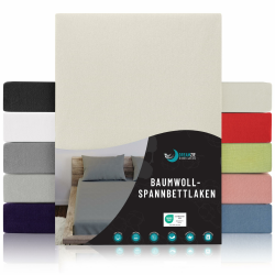 Dreamzie - Spannbettlaken 200x200cm - Baumwolle Oeko Tex Zertifiziert - Beige - 100% Jersey Spannbetttuch 200x200 200 x 200 cm Beige Angebot bei HelloDeals
