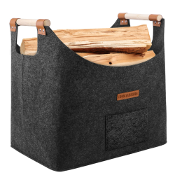 XL Brennholzkorb Filzkorb extra dicker Filz und verstärkter Griff | Faltbarer Holzkorb Filztasche als Aufbewahrungskorb für Einkauf, Holz, Zeitung oder Brennholz (Dunkelgrau) Angebot bei HelloDeals