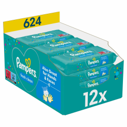 Pampers Fresh Clean Feuchttücher 1 Packungen mit 52 Stück - 624 Feuchttücher, milder Duft, auch für Hände und Gesicht geeignet 1 stück (624er Pack) mild Angebot bei HelloDeals