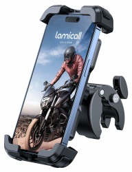 Lamicall Handyhalterung Motorrad, Handyhalter Fahrrad - 2024 Universal 360° Lenker Halter für iPhone 16 15 14 Pro Max Plus, SE, 13 12 Pro Max Mini, 11 Pro Max, Xs, XR, X, 8, 7, Samsung S23, Smartphone Schwarz Angebot bei HelloDeals