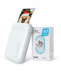 Liene Mini Fotodrucker für Smartphone(5x7,6cm) - mit 50 Blatt Zink-Fotopapier mit Kleberückseite, 300DPI Bluetooth Sofortbilddrucker kompatibel mit iOS & Android Smartphone, Integrierter Akku Fotodrucker(Weiß)/50 Zink Klebefotopapier Angebot bei HelloDeals