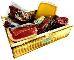 BAVAREGOLA Geschenkekiste mit Südtiroler Spezialitäten die "6er Marende" - Präsentkorb gefüllt mit Speck, Käse, Salami & Schinken von Viktor Kofler/Lana - Genuss Geschenk für Männer & Frauen Angebot bei HelloDeals