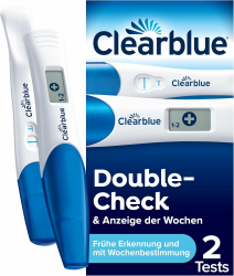 Clearblue Schwangerschaftstest Kombipack Double-Check Früh & Woche, 2 Tests (1 digital 25 mIU/ml, 1 visuell 10 mIU/ml), Pregnancy Test / Frühschwangerschaftstest, Schwangerschaft Wochenbestimmung 2 Schwangerschaftstests Angebot bei HelloDeals