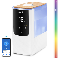 LEVOIT Smart Luftbefeuchter, Warm-/Kalter Nebel max 550 ml/h, 4,5L Humidifier bis 40㎡ 45H, 26dB Aroma Raumbefeuchter mit Nachtlicht für Schlafzimmer Kinderzimmer und Pflanzen, Exklusiv bei Amazon,Weiß 4,5L Smart&Warm/Kalt Nebel Angebot bei HelloDeals