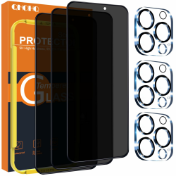 QHOHQ für iPhone 16 Pro für Panzerglas Sichtschutz + Kamera Schutzfolie, Militärstandard Bruchfest, [Full Screen], Top 9H+ Glas, Anti-Spähen Folie, Anti-Kratzer, mit Installationshilfe [3+3 Stück] iPhone 16 Pro 6,3 Zoll Anti-Spähen Angebot bei HelloDeals