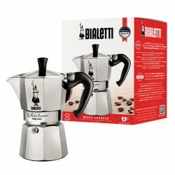 Bialetti Moka Express Ikonische Herdplatten-Espressomaschine, Aluminium, 270 ml, Silber/Schwarz 6 Tassen Angebot bei HelloDeals
